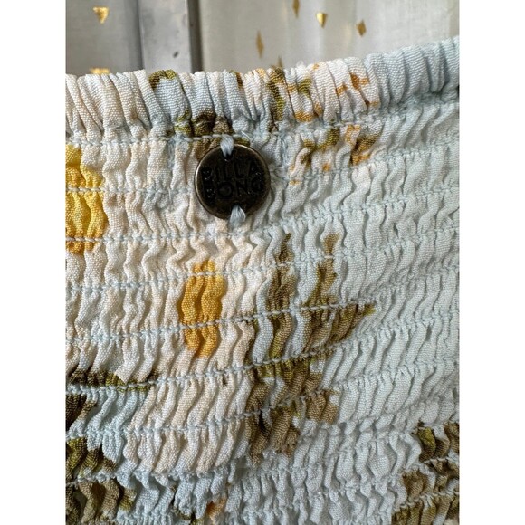 Billabong Summer Field Floral Smocked Shirred Back Balloon Sleeves Crop Top M - Picture 6 of 7